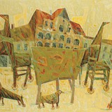 Plener w Mikołowie, technika mieszana, 80cm x 60cm, 2004 r.
