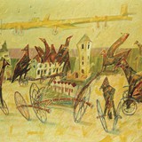 Najazd na Mikołów, technika mieszana, 100cm x 70cm, 2004 r.