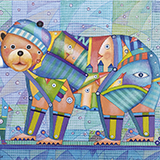 Weso�y pogodny Mi�, technika mieszana, 40x50cm, 2025 r.