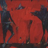 Zaloty w noc księżyców, olej, 100cm x 80cm, 1997 r.