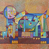 Weso�y Zwierzak, technika mieszana, 50x40 cm 2020 r.