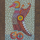 Weso�y Graj�cy Ptaszek, technika mieszana, 30x40cm 2022 r.